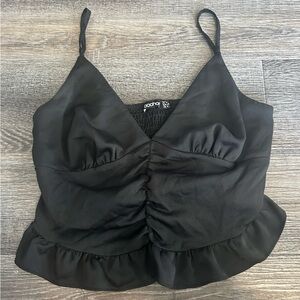 Boohoo Black Ruched Tank Top